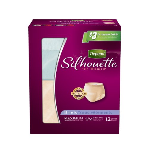 Depend Underwear Silhouette Maximum Absorbency for Women, Small/Medium, 12 Count (Pack of 4) image